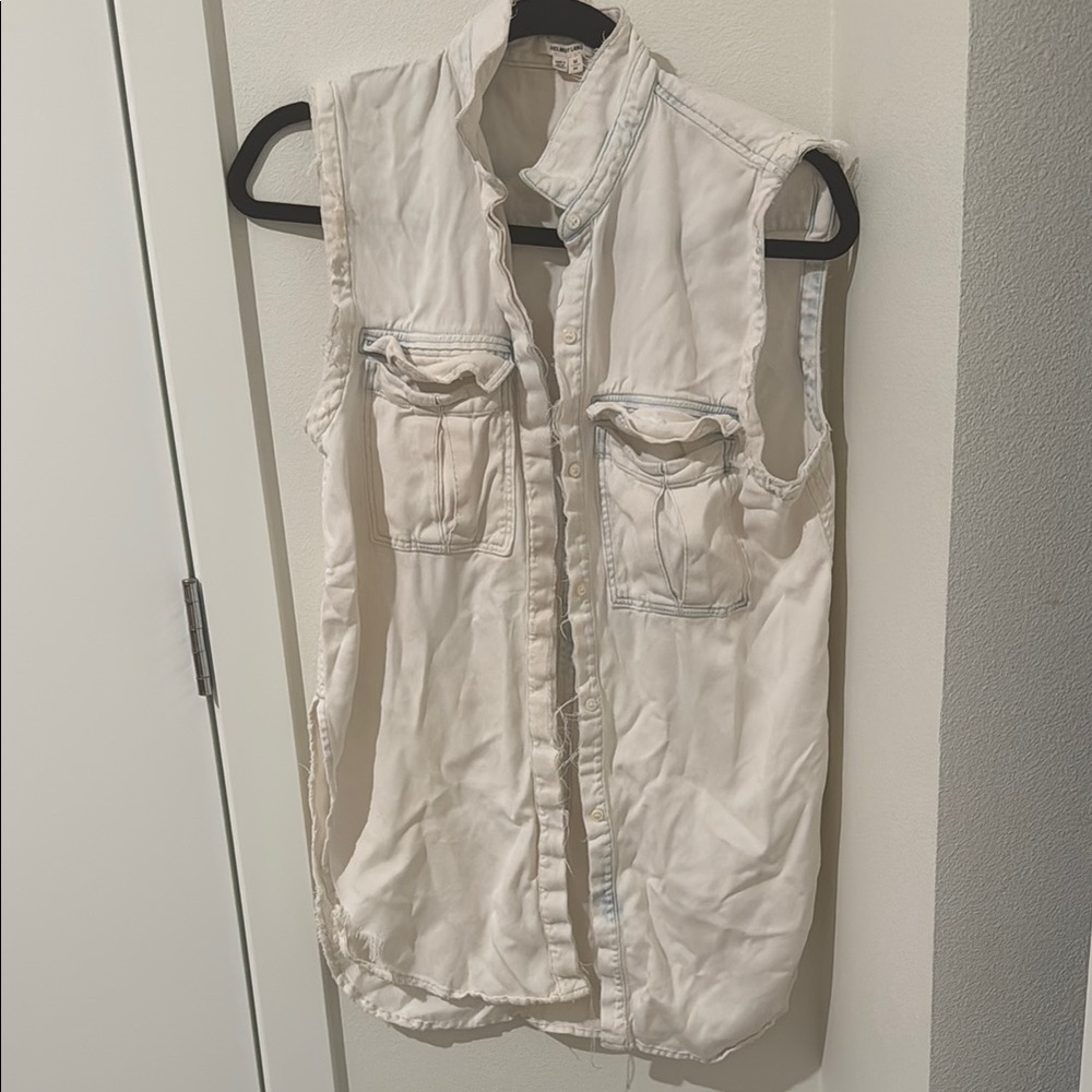 Helmut Lang Sleeveless White Button-Up Top - Medium